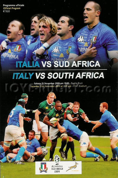 2009 Italy v South Africa  Rugby Programme
